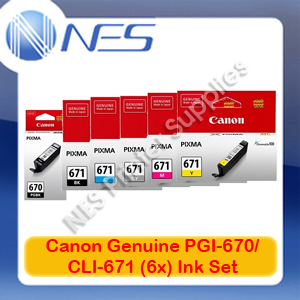 Canon Genuine PGI-670/CLI-671 (Set of 6) Ink Cartridges for MG7760/MG7765/MG7766